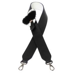 Pre Owned Fendi Black/White Leather & Mink Yukarito Karl Lagerfeld Shoulder Strap