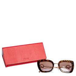 Pre Owned Fendi Rose Gold/Brown FF0408/S Gradient Cat Eye Sunglasses