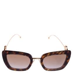 Pre Owned Fendi Rose Gold/Brown FF0408/S Gradient Cat Eye Sunglasses