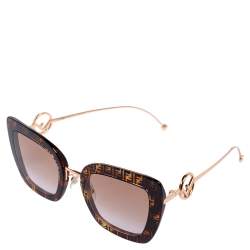 Pre Owned Fendi Rose Gold/Brown FF0408/S Gradient Cat Eye Sunglasses