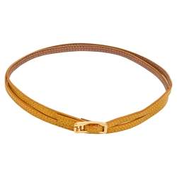 Pre Owned Fendi Yellow/Brown Reversible Leather "Ff" Logo Wrap Necklace Bracelet
