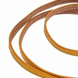 Pre Owned Fendi Yellow/Brown Reversible Leather "Ff" Logo Wrap Necklace Bracelet