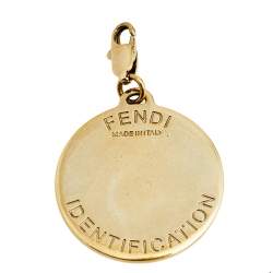 Fendi Gold Tone Crystal R Identity Charm Pendant