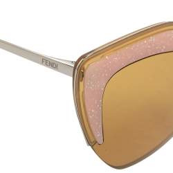 Fendi Silver/Pink Glitter FF 0355/S Rimless Cat Eye Sunglasses