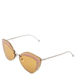 Fendi Silver/Pink Glitter FF 0355/S Rimless Cat Eye Sunglasses