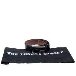 Pre Owned حزام فندي جلد تمساح أسود بإبزيم شعار FF 100 سم