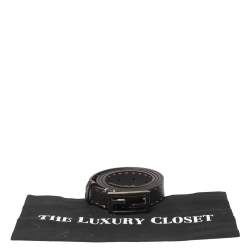 Pre Owned Fendi Black Sellier Leather FF Logo Buckle Belt 110CM