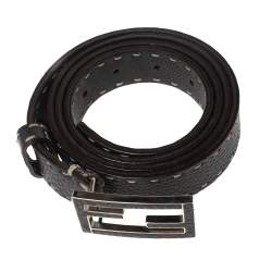 Pre Owned Fendi Black Sellier Leather FF Logo Buckle Belt 110CM