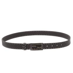 Pre Owned Fendi Black Sellier Leather FF Logo Buckle Belt 110CM
