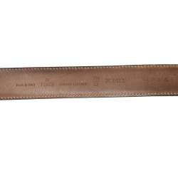 Pre Owned حزام فندي جلد أسود منقوش بإبزيم شعار FF 105 سم