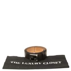 Pre Owned حزام فندي جلد منقوش بني غامق بإبزيم بشعار FF  100 سم