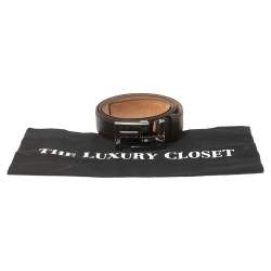 Pre Owned Fendi Dark Brown Textured Leather FF Logo Buckle Belt 105CM