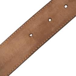 Pre Owned Fendi Dark Brown Textured Leather FF Logo Buckle Belt 105CM