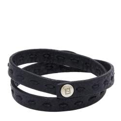 Fendi Black Selleria Leather Double Wrap Bracelet