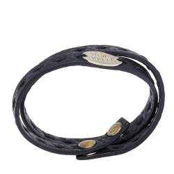 Fendi Black Selleria Leather Double Wrap Bracelet