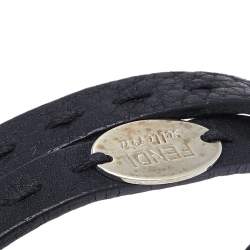 Fendi Black Selleria Leather Double Wrap Bracelet