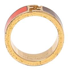 Pre Owned خاتم فندي ذا فنديستا ثنائي اللون بإيناميل ذهبي اللون مقاس صغير - سمول