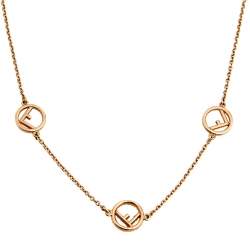 مملوكة مسبقًا Fendi  F is Fendi Rose Gold Tone Crystal Chain Necklace