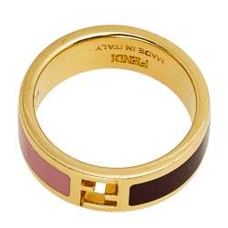 مملوكة مسبقًا خاتم فندي ذا فنديستا حلقة معدن ذهبي اللون وإينامل لونين مقاس 54