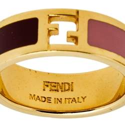 مملوكة مسبقًا خاتم فندي ذا فنديستا حلقة معدن ذهبي اللون وإينامل لونين مقاس 54