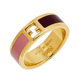 مملوكة مسبقًا خاتم فندي ذا فنديستا حلقة معدن ذهبي اللون وإينامل لونين مقاس 54