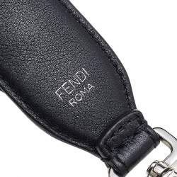 Pre Owned Fendi Black Leather Flowerland Strap You Shoulder Bag Strap