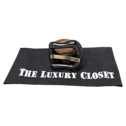 Pre Owned Fendi Black Patent Leather Buckle B Waist Belt 75CM