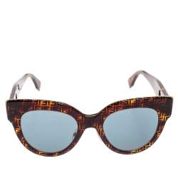 Pre Owned Fendi Zucca Monogram/Blue FF360/G/S Cat-eye Sunglasses