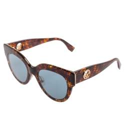 Pre Owned Fendi Zucca Monogram/Blue FF360/G/S Cat-eye Sunglasses