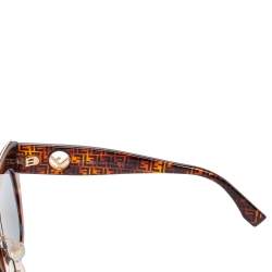 Pre Owned Fendi Zucca Monogram/Blue FF360/G/S Cat-eye Sunglasses
