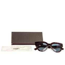Pre Owned Fendi Zucca Monogram/Blue FF360/G/S Cat-eye Sunglasses