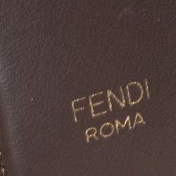 Pre Owned Fendi Brown/Black Zucca Leather Strap You Shoulder Bag Strap