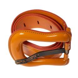 Pre Owned Fendi Orange Patent Leather Wide Buckle Belt 85CM