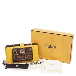 Pre Owned Fendi Yellow/Brown Leather And Zucca Coated Canvas iPhone X/XS Cover
