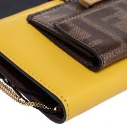 Pre Owned Fendi Yellow/Brown Leather And Zucca Coated Canvas iPhone X/XS Cover