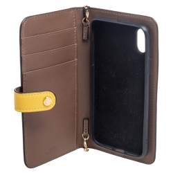 Pre Owned Fendi Yellow/Brown Leather And Zucca Coated Canvas iPhone X/XS Cover