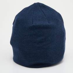 Pre Owned Fendi Navy Blue Wool Fox Fur Wonders Beanie ( One Size )