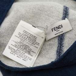 Pre Owned Fendi Navy Blue Wool Fox Fur Wonders Beanie ( One Size )
