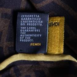 Pre Owned Fendi Brown Floral & Butterfly Zucca Print Silk Scarf