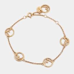 مملوكة مسبقًا سوار فندي أف إيز فندي ستيشن شعار كريستال لون ذهبي