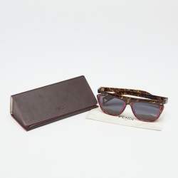 Pre Owned Fendi Zucca Havana/ Grey FF 0384 Aviator Sunglasses