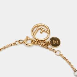 Pre Owned Fendi F is Fendi Logo Three Tone Metal Bracelet