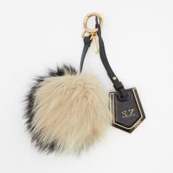 Fendi Monochrome Fox Fur Pom Pom Keyring/ Bag Charm