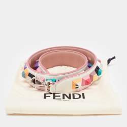Pre Owned Fendi White Leather Studded Strap You Shoulder Bag Strap