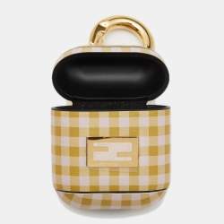 Pre Owned Fendi Bicolor Gingham Check Leather AirPods Case