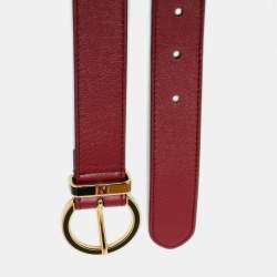 Pre Owned حزام فندي جلد أحمر إبزيم مستدير 90 سم