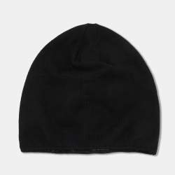 Pre Owned Fendi Black Monster Eye Wool Fur Appliqued Beanie 