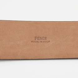 Pre Owned حزام فندي جلد أسود إبزيم شعار حرف أف 90 سم