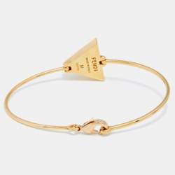 Pre Owned Fendi Pink/Orange Resin Rainbow Pyramid Gold Tone Bracelet M
