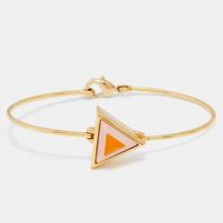 Pre Owned Fendi Pink/Orange Resin Rainbow Pyramid Gold Tone Bracelet M